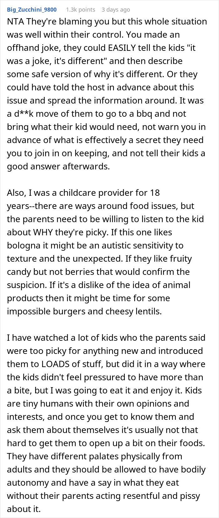 Child Rejects Their Go-To Food After An Harmless Joke At A Birthday Party