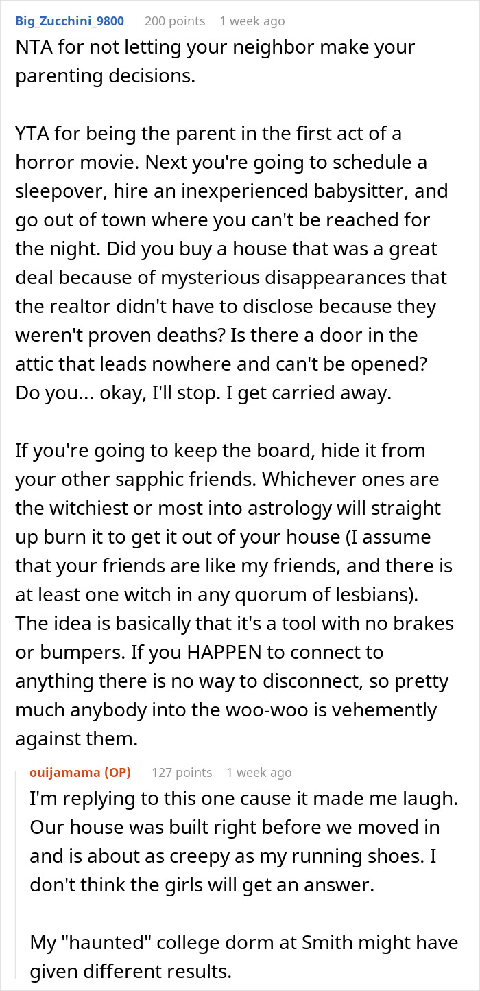 Elderly Neighbor Wants An Apology From Mom After She Laughs At Her Warnings About Kids&rsquo; Ouija Board