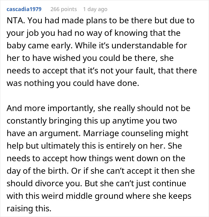 Husband Asks Wife To Get Over The Fact That He Missed Daughter's Birth: "Every Single Time" Husband Asks Wife To Get Over The Fact That He Missed Daughter's Birth: "Every Single Time"