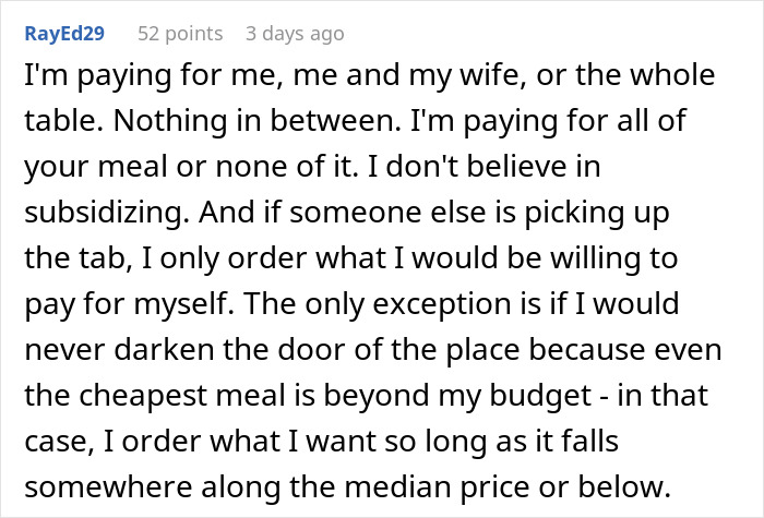 Guy Starts Ordering A Lot Of Food After Coworkers Refuse To Stop Splitting The Bill