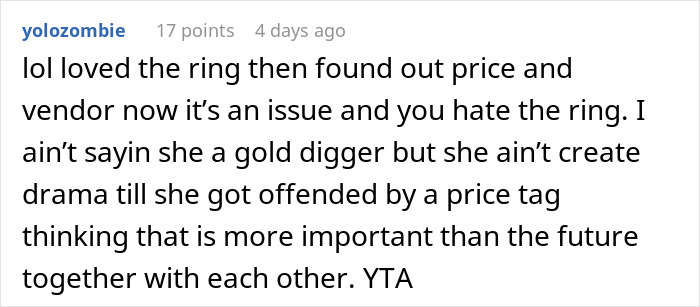 Woman Adores Her Engagement Ring, Changes Her Mind After Finding Out How Much It Cost