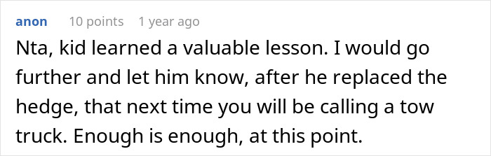 Neighbor Deals With Teen Who Uses Their Driveway, Now He Has To Pay Up For Hedge He Ruined