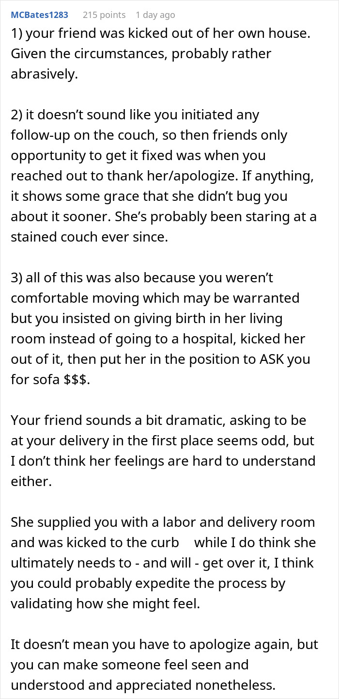 Woman Upset After Being Asked To Leave As Pregnant Friend Delivers Baby On Her Sofa