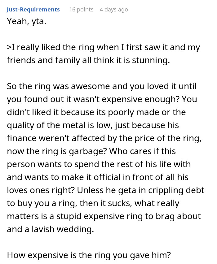 Woman Adores Her Engagement Ring, Changes Her Mind After Finding Out How Much It Cost