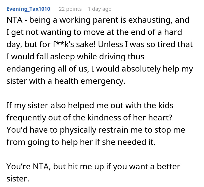 Mom Refuses To Help Sibling During An Emergency, Is Shocked They Won&rsquo;t Come At Her Beck And Call