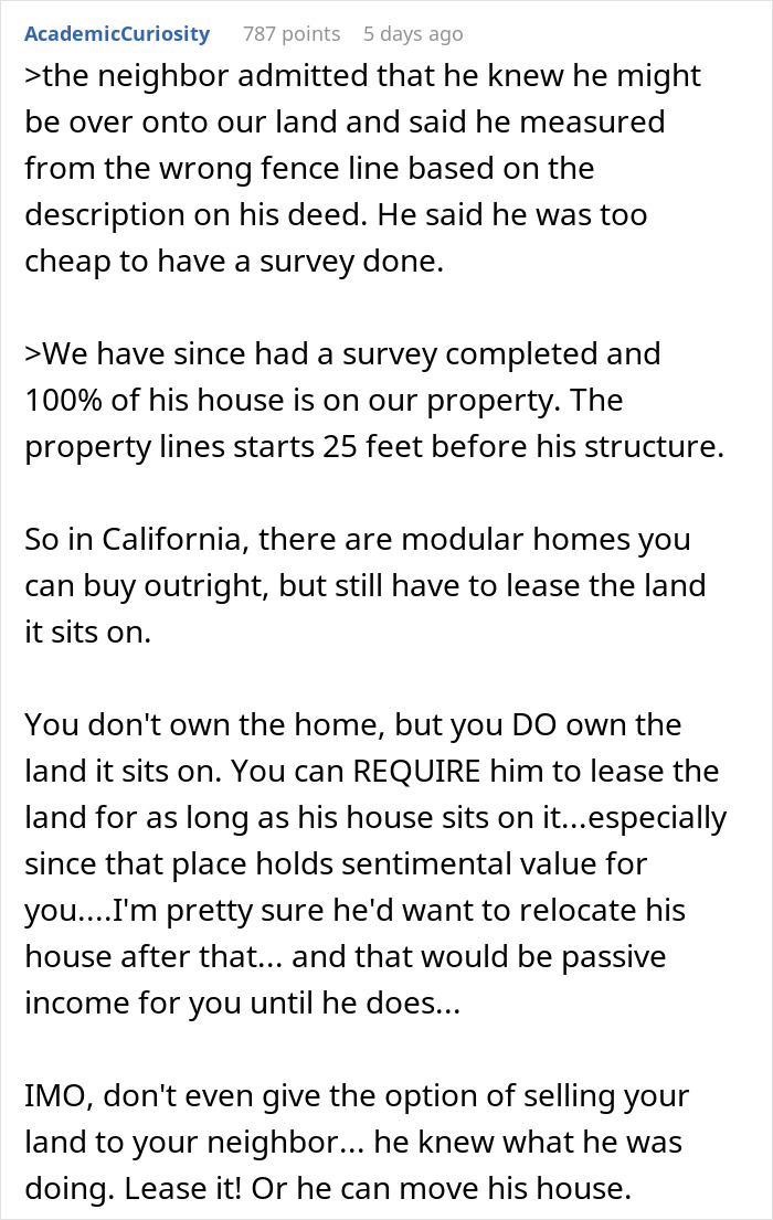 Guy Turns To Web For Legal Advice After 100% Of Neighbor’s House Is Built On His Property Guy Turns To Web For Legal Advice After 100% Of Neighbor’s House Is Built On His Property