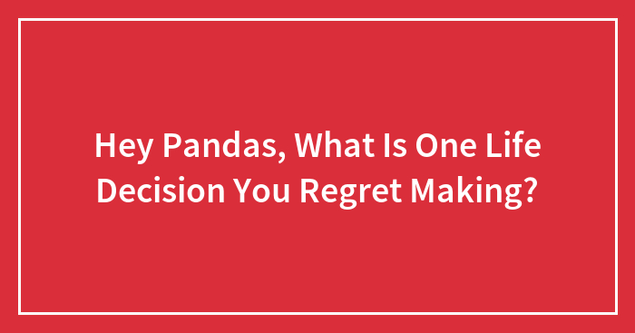 Hey Pandas, What Is One Life Decision You Regret Making? (Closed)