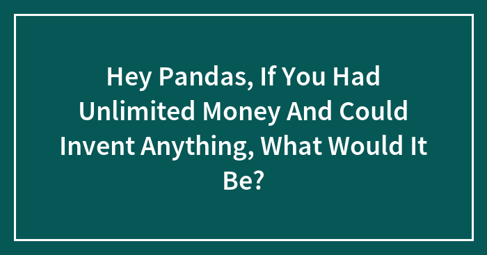 Hey Pandas, If You Had Unlimited Money And Could Invent Anything, What Would It Be? (Closed)