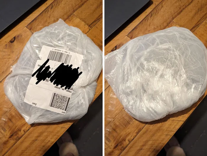 It Will Never Fail To Amaze Me What Some People Consider Adequate Packaging - This Thin, White, See-Through Trash Bag. Really?