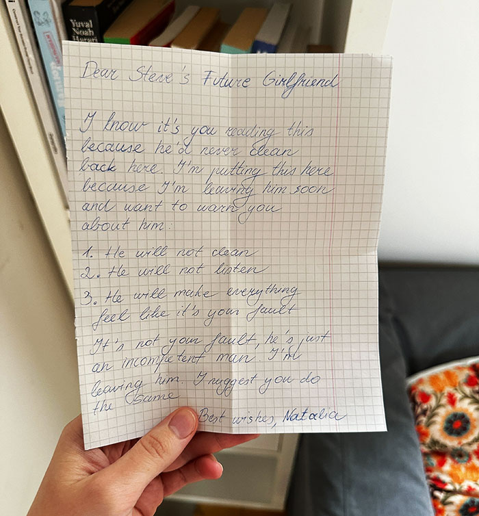 Woman Finds BF's Ex's Warning Note In His House, It Leads To Them Breaking Up