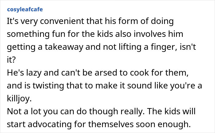 Mom Calls Out Ex-Husband For Giving Kids Unhealthy Meals Instead Of Cooking
