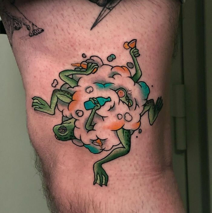 Frog Brawl Done By Pedro Brandão At Bright Side Tattoo (Copenhagen)