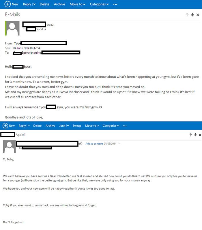 I Sent A Joke Email To My Old Gym Asking Them To Stop Sending Me Monthly Newsletters And Their Response Was Hilarious