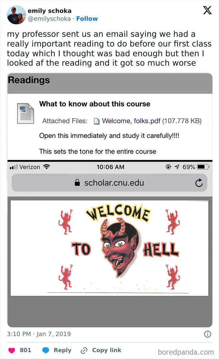 My Professor Emailed Us Saying We Had A Really Important Reading To Do Before Our First Class Today, Which I Thought Was Bad Enough, But Then I Looked At The Reading And It Got So Much Worse