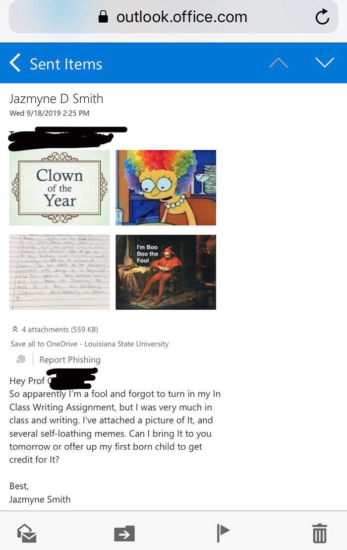 I Forgot To Turn In My Assignment Before Leaving Class So I Emailed My Professor This