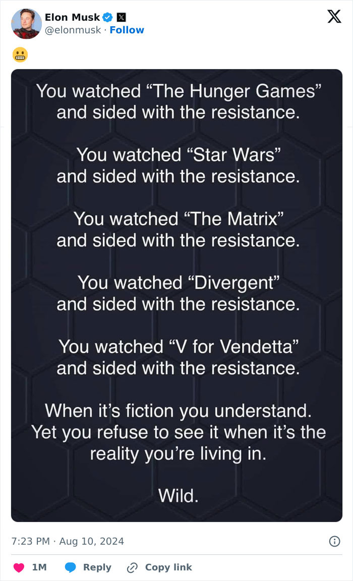 Authoritarian Musk Thinks He's A Resistance Leader