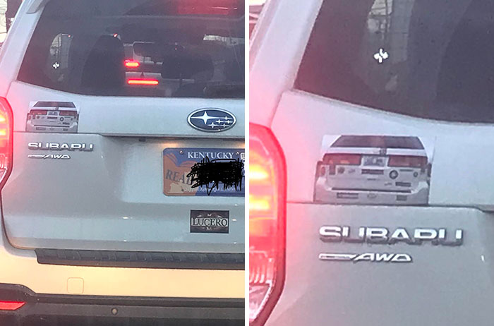 This Car Has A Bumper Sticker Of Itself Covered In Bumper Stickers