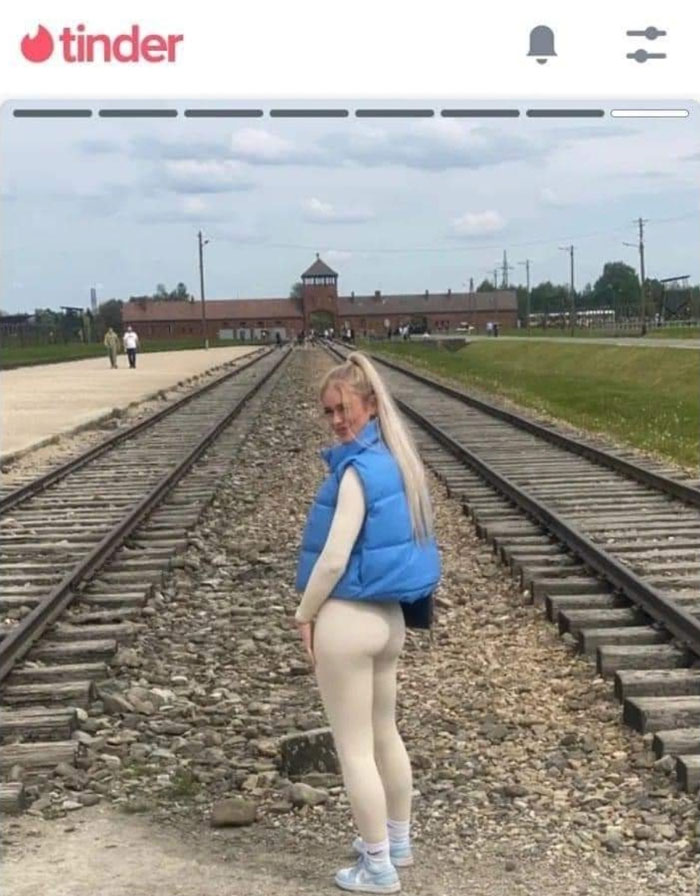 Esta chica en Auschwitz. Hay que ser estúpida y egocéntrica para hacer esto