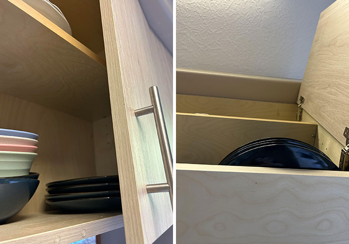 We Haven’t Had A Kitchen In Months And We’re Finally Ready To Move Things Back In. Our Cabinets Are Smaller And Our Plates Don’t Fit Anymore