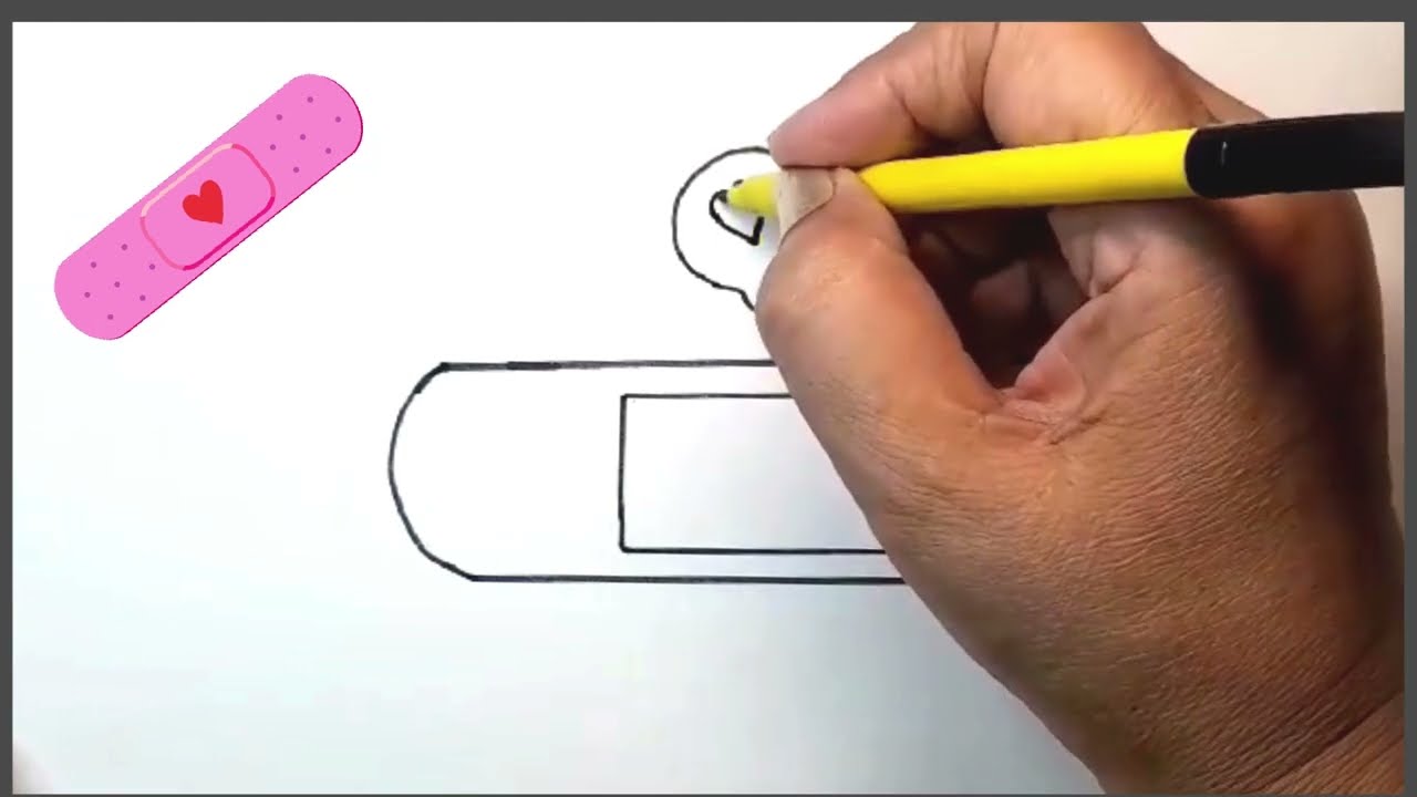 How To Draw A Cute Bandage Step-By-Step