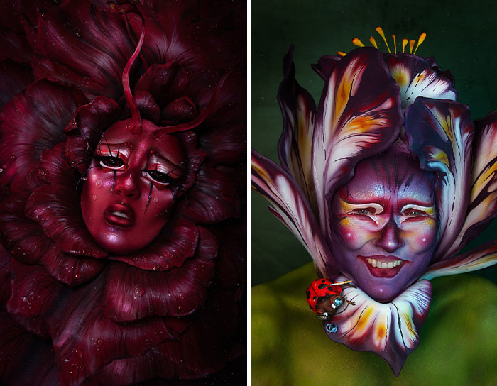 I Transformed My Loved Ones Into Flower-Inspired Characters Using Makeup (9 Pics)
