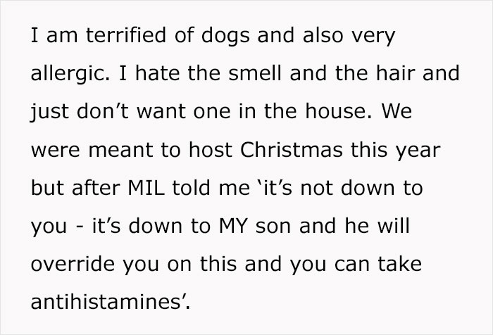 Woman Is Allergic To Dog, MIL Still Insists On Bringing Over Hers, So Woman Cancels Party