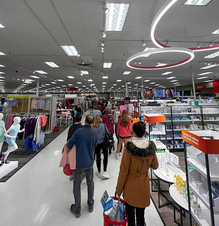 This Is The Line In My Local Target Because They Only Allow Self-Checkout