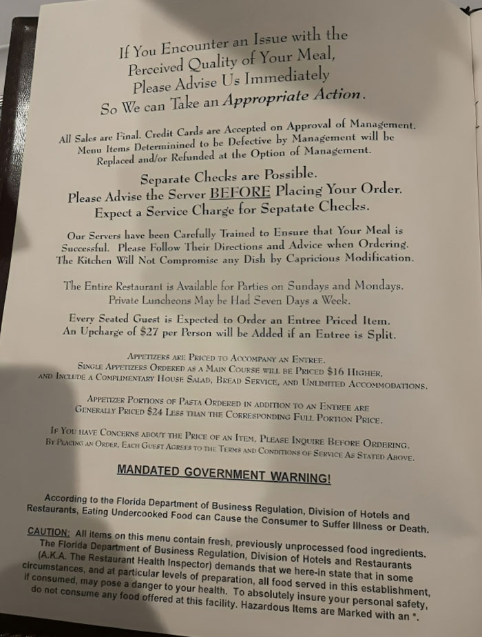 Restaurant’s Over-The-Top Rules Lead To Guest Cancellation, Owner Smugly Responds Restaurant’s Over-The-Top Rules Lead To Guest Cancellation, Owner Smugly Responds