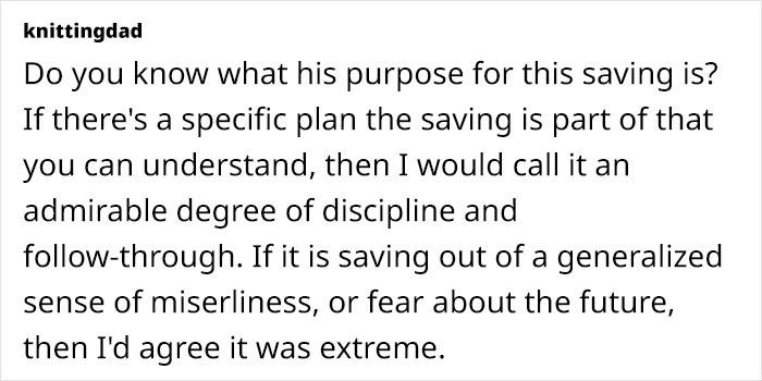 Woman Explains How She's Put Off By Partner's Extreme Saving Habits, Netizens Take His Side Woman Explains How She's Put Off By Partner's Extreme Saving Habits, Netizens Take His Side