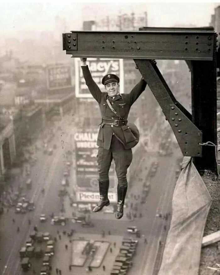 A New York Policeman Hanging From A Girder, 1920