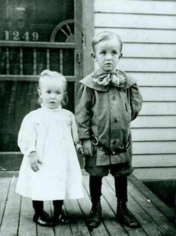 Ruth Disney Seen Standing With Her Big Brother Walt (1906)