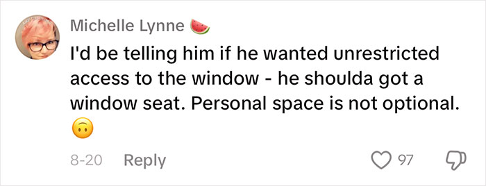 Woman Gets A Window Seat, But Doesn't Get To Enjoy It As A Man Keeps Invading Her Personal Space Woman Gets A Window Seat, But Doesn't Get To Enjoy It As A Man Keeps Invading Her Personal Space