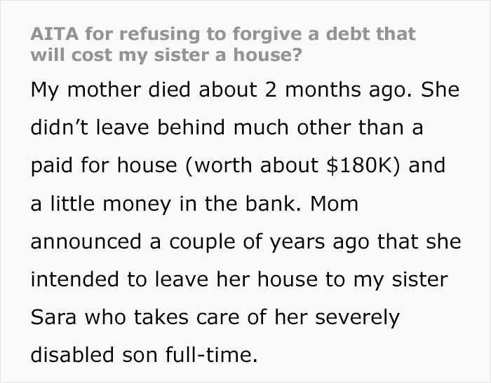 Woman Causes Family Drama By Refusing To Forgive Late Mom&rsquo;s Debt And Demanding That Sister Pay It