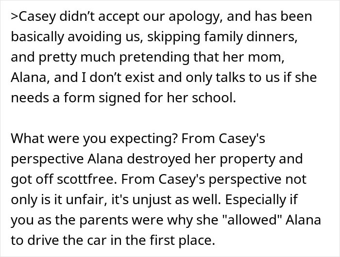 Girl Rejects Family’s Apology After Sister Wrecks Her Car, Gives Parents An Ultimatum Girl Rejects Family’s Apology After Sister Wrecks Her Car, Gives Parents An Ultimatum