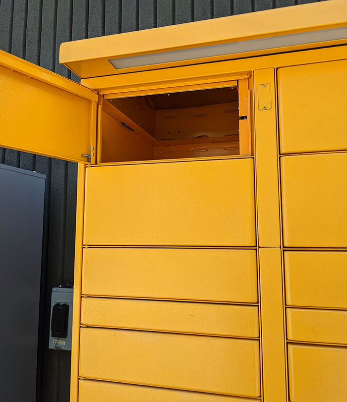Amazon Has Reflective Panels In The Top Of Their Lockers So You Don't Have To Jump Around Like A Maniac To Make Sure You Got All Your Stuff