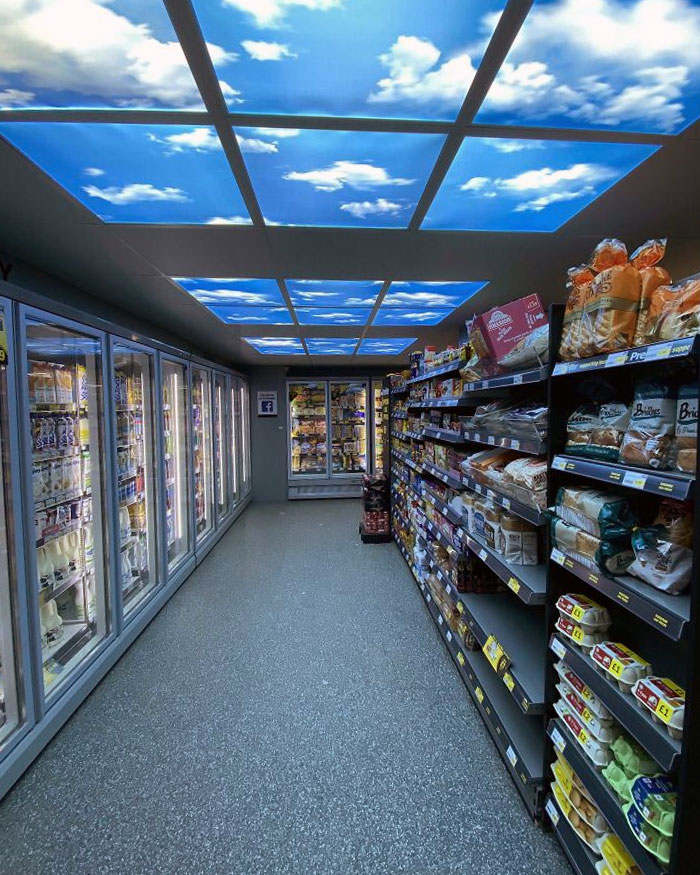 Took This Photo In A Store While On A Road Trip. Fake Skylights Are So Uncomfortable