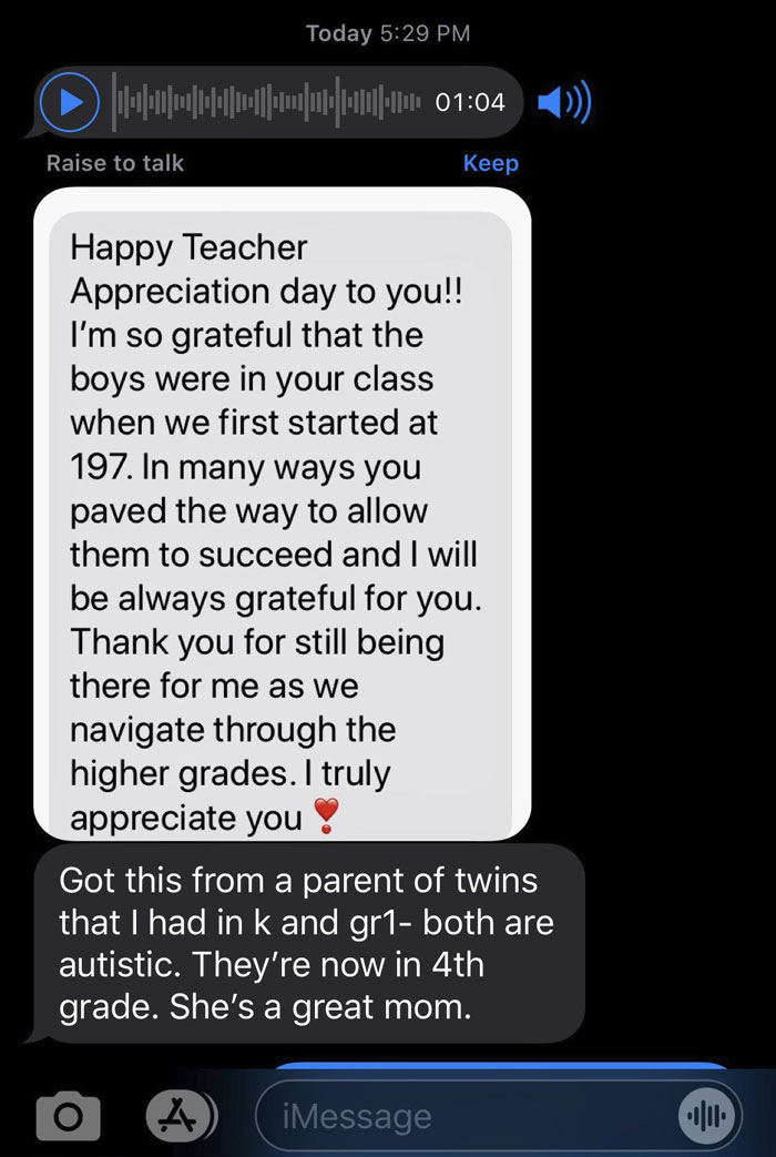 Text My Teacher Mom Got From A Former Parent On Teacher Appreciation Day