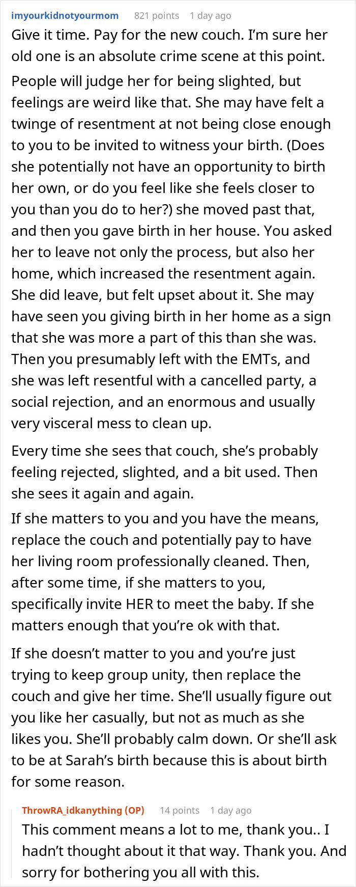 Woman Upset After Being Asked To Leave As Pregnant Friend Delivers Baby On Her Sofa