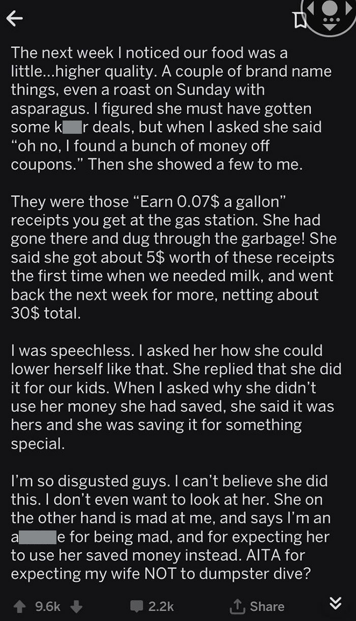 Husband Who Is Struggling To Make Ends Meet Gets Mad At His Wife For"Lowering Herself" Because She Found Coupons In The Trash To Feed Her Kids
