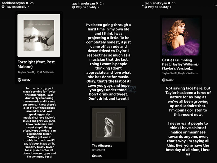 Country Singer Zach Bryan Apologizes With Massive Text For Comparing Taylor Swift And Kanye West