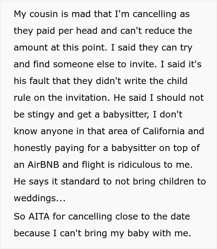 Woman Backs Out From Cousin&rsquo;s Wedding After Learning About A Rule They Didn&rsquo;t Put On Invitation