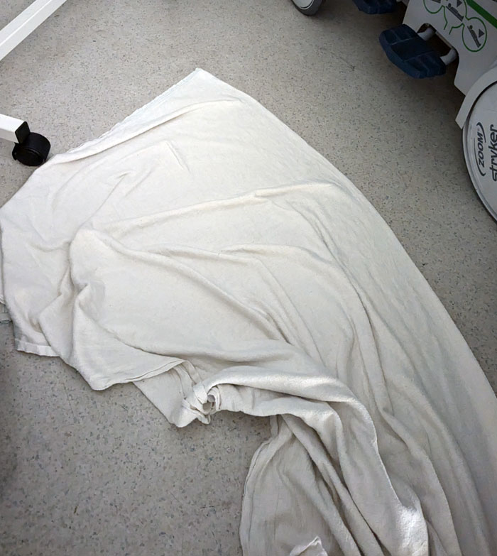 This Has Been My Bed For The Past Two Nights. My Kid Has Been In The Hospital For Three Days, And I've Been Sleeping On A Sheet On The Floor Of The Emergency Room