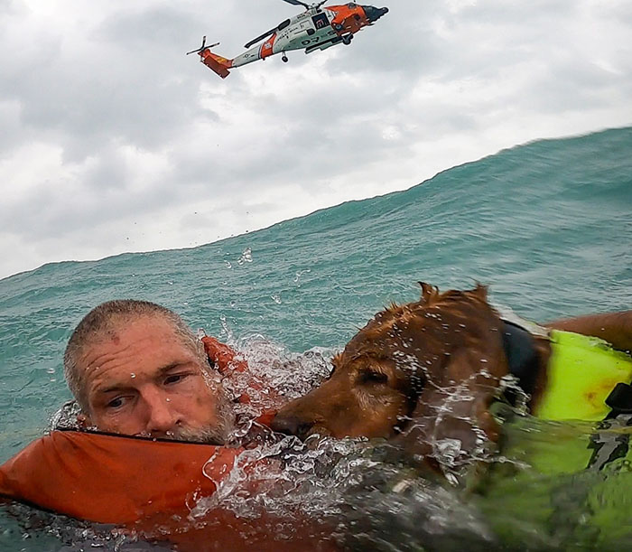 Hurricane Traps Man And His Dog On The Ocean, They Manage To Call The Coast Guard And Get Rescued Hurricane Traps Man And His Dog On The Ocean, They Manage To Call The Coast Guard And Get Rescued
