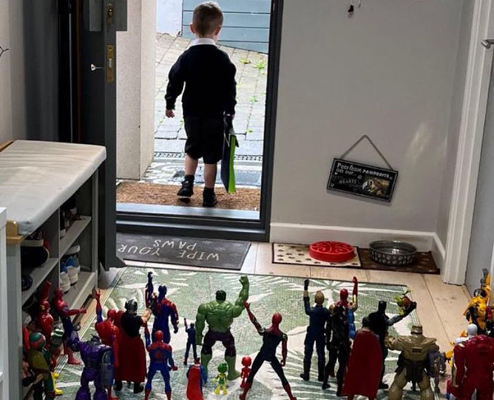 Superhero Fan Kid Embarks On His First Day Of School With The Most Wholesome Sendoff From Parents
