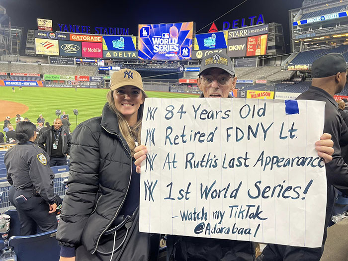 Woman Knows Dad Always Dreamed Of Seeing Yankees Play In The World Series, Gets Him Surprise Tickets
