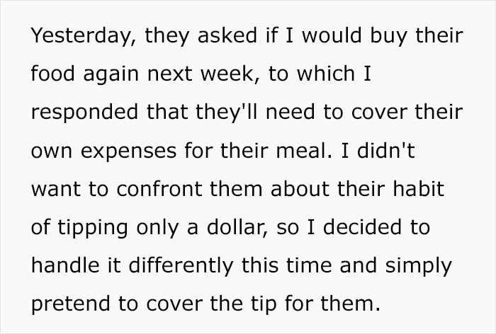 Text conversation about covering meal expenses due to fiancée's family's $1 tipping habit. Text conversation about covering meal expenses due to fiancée's family's $1 tipping habit.