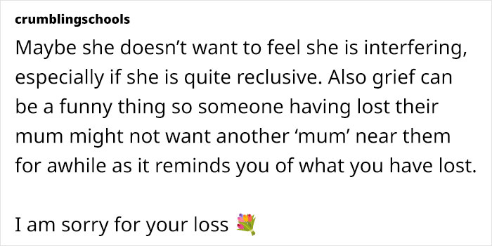 Woman Whose Mom Passed Feels It's Bizarre MIL Didn't Reach Out At All, Thinks Of Cutting Her Off Woman Whose Mom Passed Feels It's Bizarre MIL Didn't Reach Out At All, Thinks Of Cutting Her Off