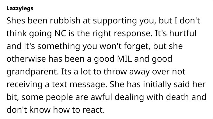 Woman Whose Mom Passed Feels It's Bizarre MIL Didn't Reach Out At All, Thinks Of Cutting Her Off Woman Whose Mom Passed Feels It's Bizarre MIL Didn't Reach Out At All, Thinks Of Cutting Her Off