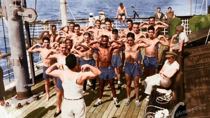 The 1938 Brazilian National Team Training On The Ship. Players Were Thin Compared To Today