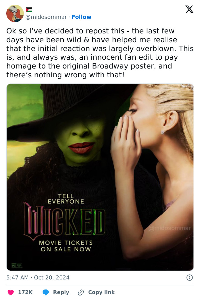 Fan Who Created “Most Offensive” ‘Wicked’ Poster Addresses Cynthia Erivo’s Enraged Response Fan Who Created “Most Offensive” ‘Wicked’ Poster Addresses Cynthia Erivo’s Enraged Response
